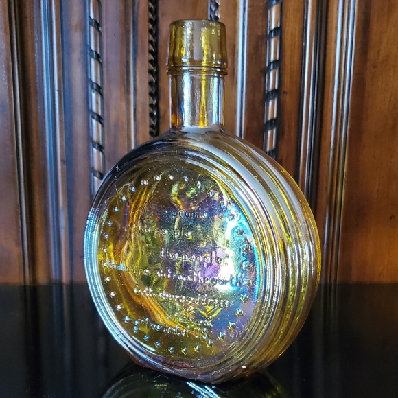 1970 NIB Decanter Abraham Lincoln Irredescent Carnival Glass Wheaton Nuline - Picture 9 of 15